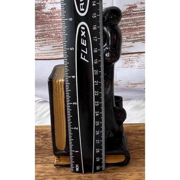 Vintage Pair of Black Ceramic Poodle Bookends With Gold Detailing MCM - Picture 9 of 10